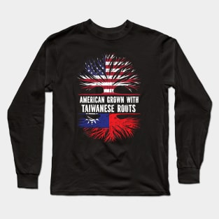 American Grown with Taiwanese Roots USA Flag Long Sleeve T-Shirt